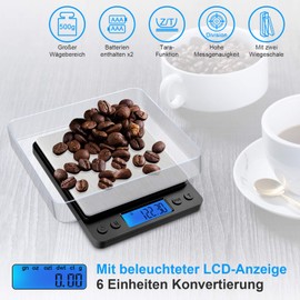 Defurhome Precision Scales 0.01 g, Digital Scales 500 g/0.01 g Pocket Scales with Illuminated LCD Display, PCS Function, Tare Function, 6 Units Conversion, Pocket Scales Gold Scales Coin Scales