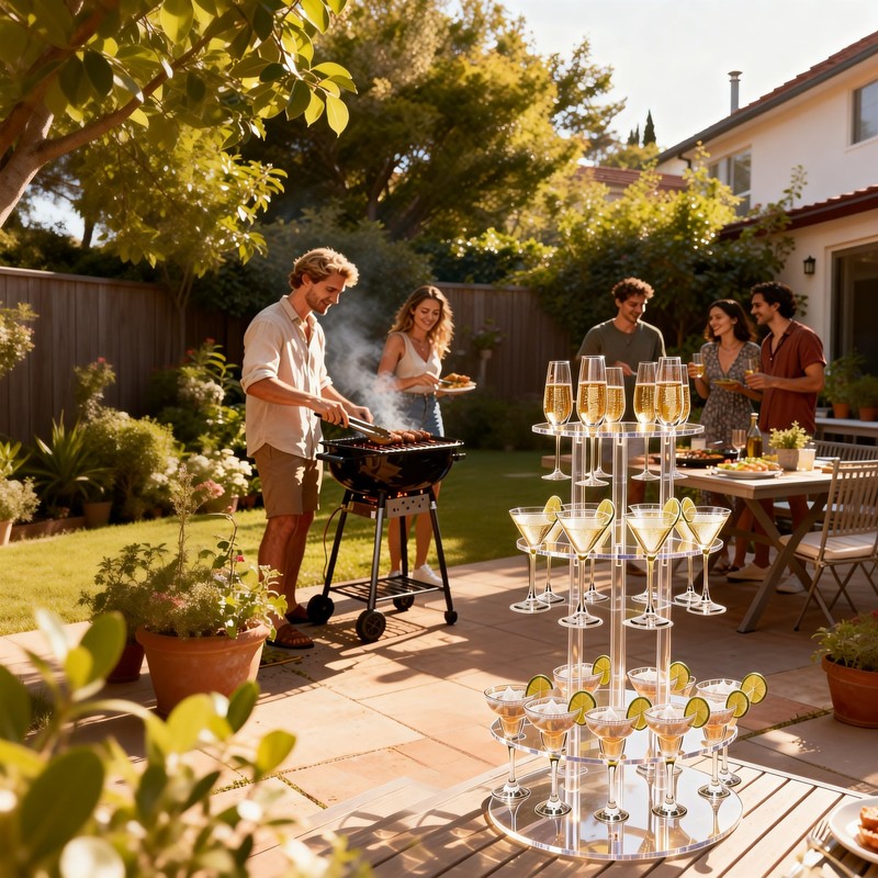 SOVQUEST Acrylic Champagne Tower, 3 Tier Round Cocktail Tree Rack