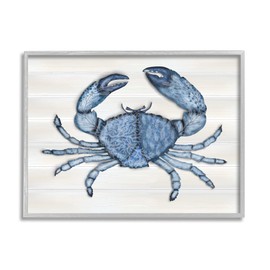 Stupell Industries Detailed Blue Crab Grainy Pattern Aquatic Botanicals, Design by Darlene Seale