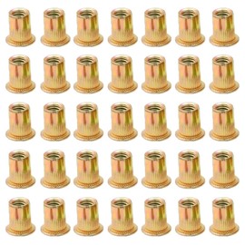 LCOUACEO Nietmuttern M8 Blindnietmuttern, 120 Stück Flachkopf Gewindehülsen Einschraubmutter, Kohlenstoffstahl Farbzink Einnietmuttern M8 Senkkopf für Metall Kunststoff (14mm x 18mm)