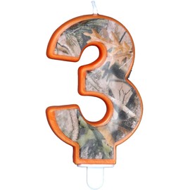 Havercamp Next Camo Party Birthday Number 3" Candle | 1 Count | Great for Hunter Themed Party, Camouflage Motif, Birthday Event, Graduation Party, Father's Day Celebration, Wedding Anniversary