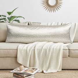 Sweet Jojo Designs Gold and Taupe Satin Luxury Cheetah Print Hair Skin Body Pillow Cover Case Accent Decorative Couch Long Lumbar Throw Zipper 54x20 Bedroom Living Room Decor Dorm Soft Silky Shiny