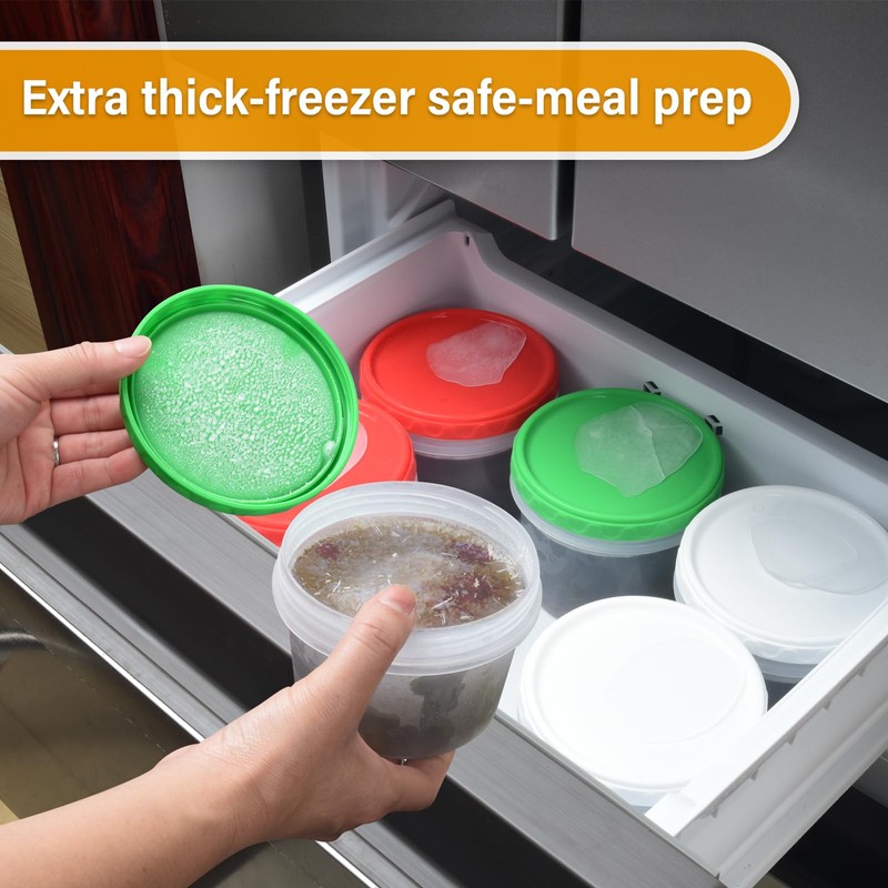 EONJOE 16 oz Plastic Freezer Containers with Lids 2 Cup
