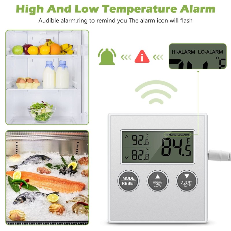 KeeKit Refrigerator Thermometer, 2 Pack Digital Freezer Thermometer, Upgraded Fridge