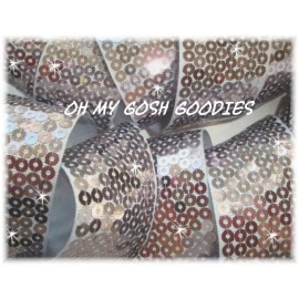 3" SHINY SEQUIN SPARKLE GLITZ BLING METALLIC RIBBON 4 CHEER HAIRBOW SILVER 5YD