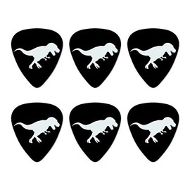 Dinosaur Tyrannosaurus Rex Black White Novelty Guitar Picks Medium Gauge - Set of 6