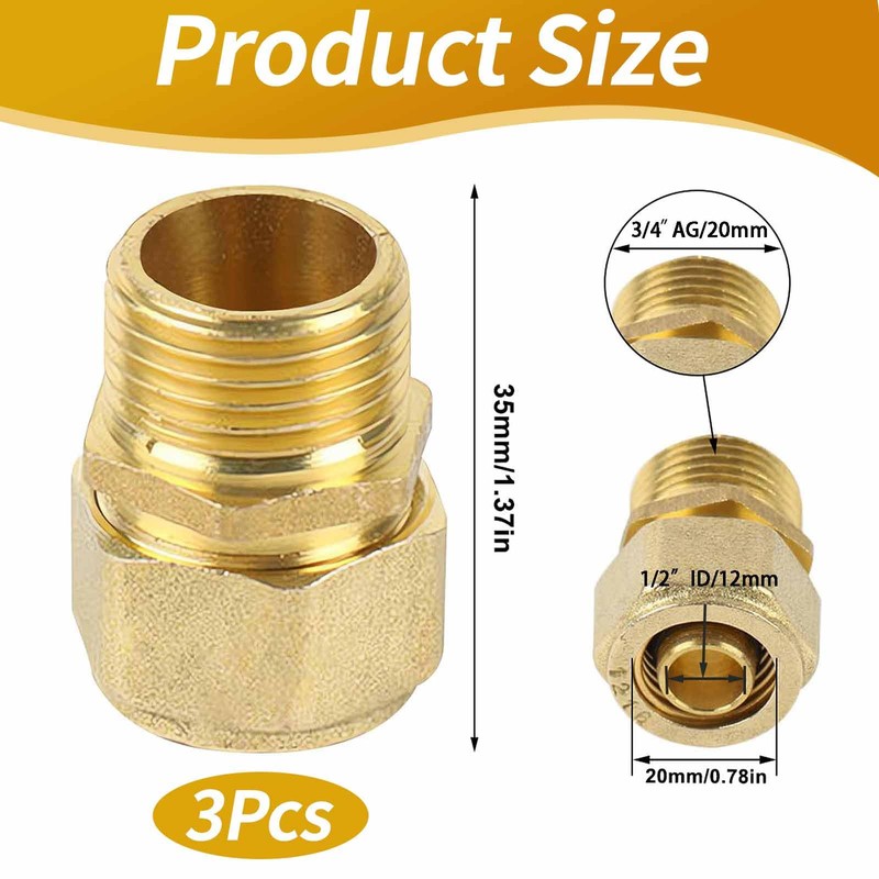 Wjelet Compression Fitting 20 mm x 1/2 Inch Male Thread