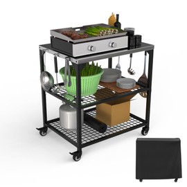 TAILGRILLER Stainless Steel Grill Cart on Wheels, Heavy Duty 3-Shelf