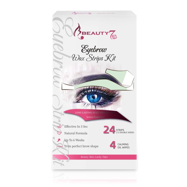 Eyebrow Wax Strips Kit Facial Wax Strips Hair Removal Eyebrow Shaper at Home Waxing 24 Strips 4 Calming Oil Wipes for Sensitive All Skin Types Women
