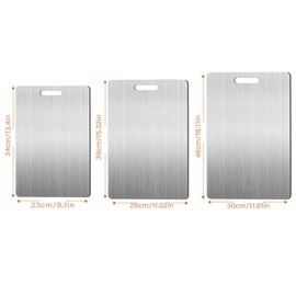 AIMALL Stainless Steel Cutting Board Set, 3 Sizes Anti-Bacterial Double-Sided 304 Food Grade Chopping Board for Kitchen, Non-Slip Metal Fruit and Meat Cutting Board