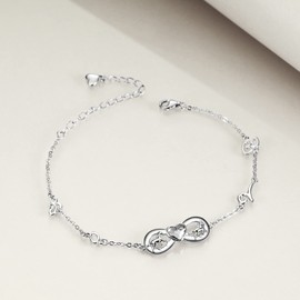 AOBOCO Sterling Silver Horse Infinity Love Bracelet, Horse Jewellery Birthday Gifts for Girls Women Daughter Horse Lover (White)
