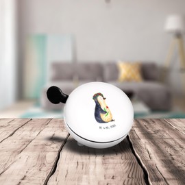 Mr. & Mrs. Panda XL Bicycle Bell Penguin Flowers - Gift, Goals, Bicycle Bell XXL, Flower Wreath, Large Bicycle Bell, Life Goals