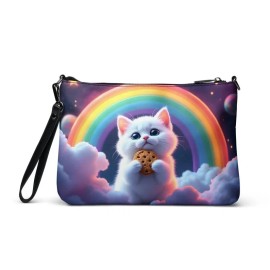 Crafty Heart Studios Crossbody Bag, Cute Rainbow Cookie Cat, Fashion Purse for Day Night Festival