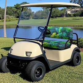 Knextrepoy Tropical Leaves Golf Cart Seat Covers Universal Club Car Seat Covers for 2 Person Seats Soft and Comfortable Golf Cart Seat Towel Protect Your Golf Car Seat for All Weather