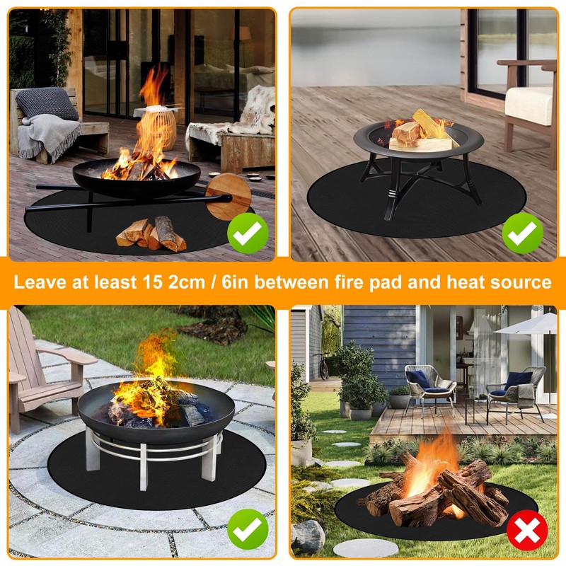 Longzhuo Fire Pit Mat, 48 Inch Waterproof, High Temp Resistant,