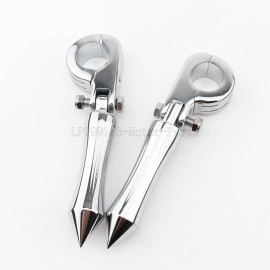 Chrome Highway Spiked Foot Pegs Clamps for Harley Touring 1 1/4'' Engine Guard
