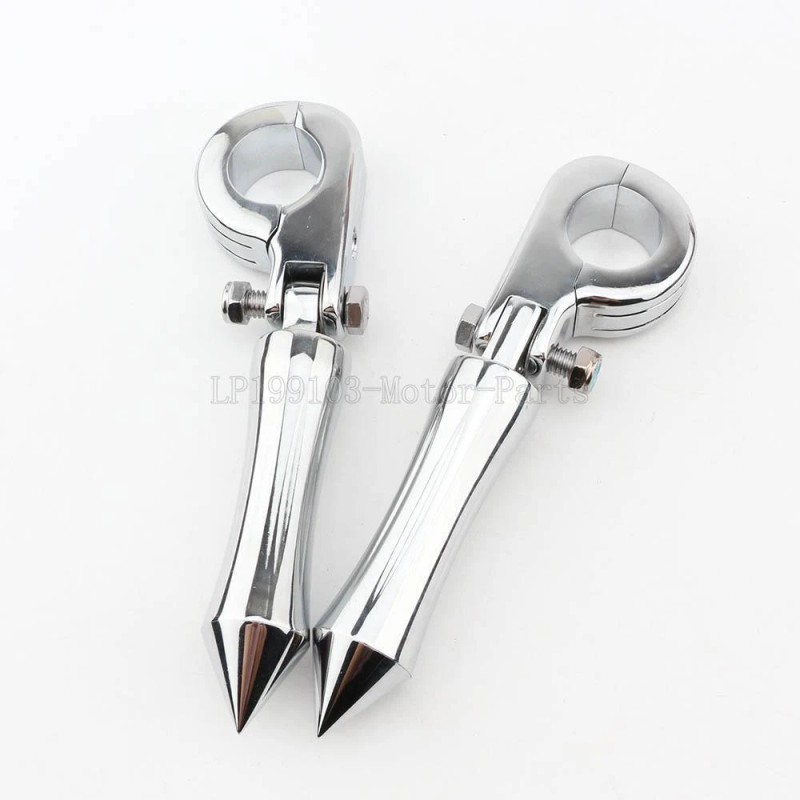 Chrome Highway Spiked Foot Pegs Clamps for Harley Touring 1
