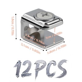 TXXATX Pack of 12 Glass Shelf Support 10 mm Glass Holders with Long Opening Adjustable Glass Clamp Zinc Alloy Glass Clip for 5-10 mm Thick Glass for Bathroom Living Room Public Places