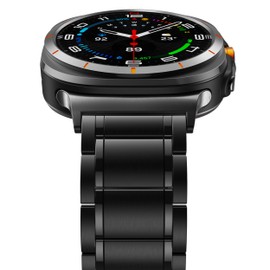 BAIHUIAM Titanium Bands Compatible with Galaxy Watch Ultra 2/1 47mm Band for Men, Solid Titanium Metal Band Business Replacement Strap for Galaxy Watch 8/7 Ultra 47mm (2025/2024), Black