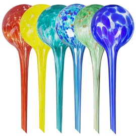 Plant Watering Globes Set of 6 - Large Glass Self Watering Bulbs Up to 7 Days of Irrigation - for Indoor & Outdoor Plants - Multicolor, Automatic, Glass Watering Bulbs for Daily Use, Watering Devices