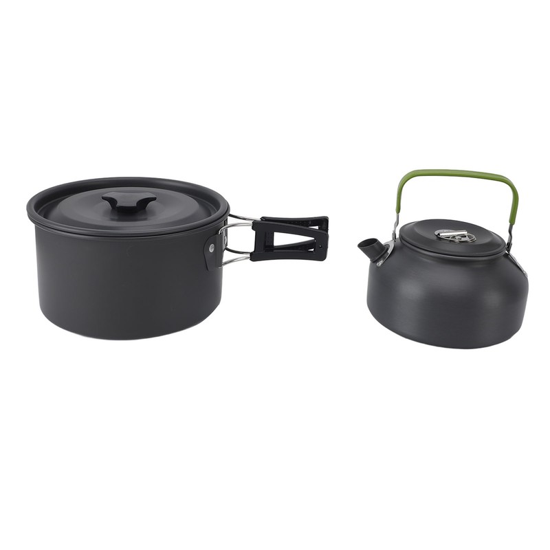 Camping Cookware Portable Nonstick Pot and Pan Set with Kettle
