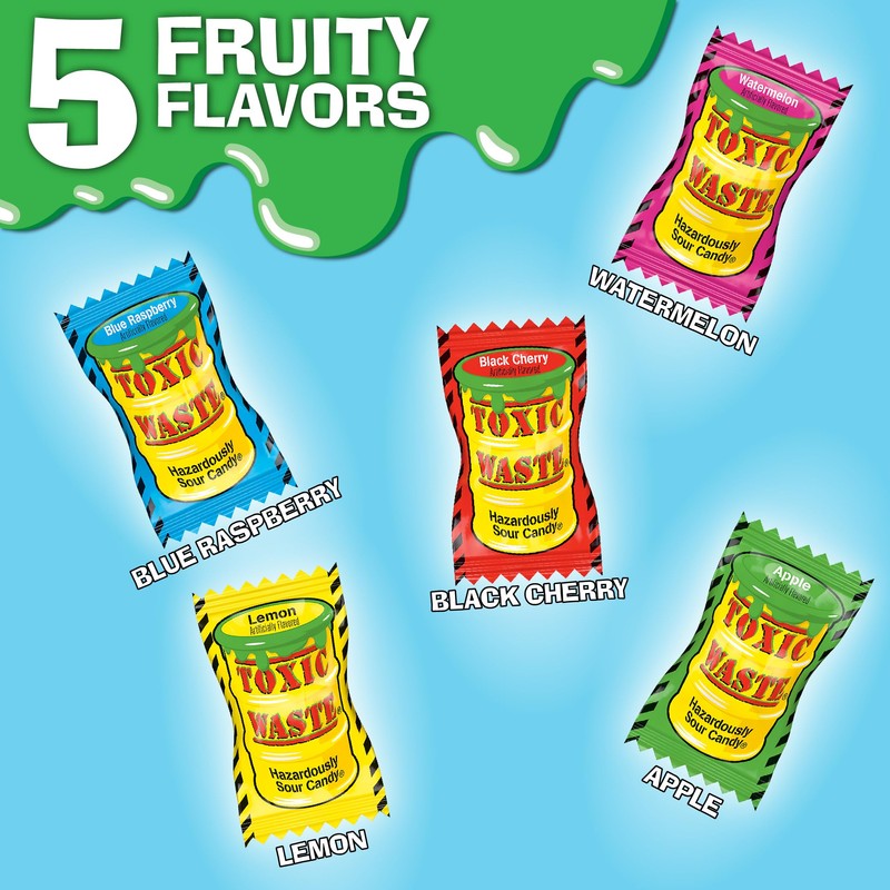 TOXIC WASTE - Hazardously Sour Candy - Apple, Watermelon, Lemon,