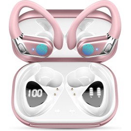 Bluetooth Sports Headphones, Bluetooth 5.4 HiFi Stereo, 50H Wireless Headphones CVC 8.0 Noise Cancellation, Quick Charge USB-C Headphones, Bluetooth IP7 Waterproof for Running, Gym, Running