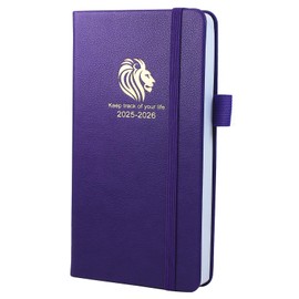 Diary 2025-2026 - 18 Month Mid Year Diary from Jul. 2025 to Dec 2026, A6 Pocket Week to View, Weekly & Month Planner with Leather Cover, Pen Loop, Inner Pocket (Purple)