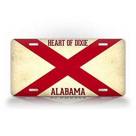 Alabama Flag Heart of Dixie License Plate Textured AL State Auto Tag