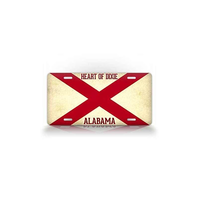 Alabama Flag Heart of Dixie License Plate Textured AL State