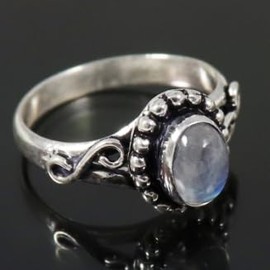 JEWELSTREZORO Regenbogenmondstein Edelstein-Bandring für Herren und Damen, alle Größen, 925er-Sterlingsilber, handgefertigter Geschenkartikel, Schmuck TSR190E_66 (21.0)