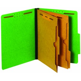 Pendaflex Classification Folders, Standard, 2 Pocket Dividers, Embedded Fasteners, 2/5 Cut Tab, Dark Green, Letter Size, 10/BX (24083P)