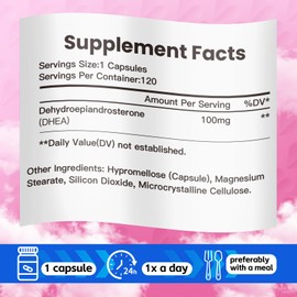 ACEYO DHEA 100mg Supplement for Men and Women,Immune & Physical Health Support,Non-GMO, Gluten Free,120 Capsules