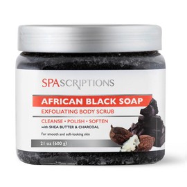 SPAscriptions African Black Soap Exfoliating Body Scrub Body Care Skin Care Smooth Charcoal Clear Moisture Polish Daily