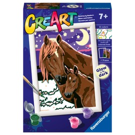 Ravensburger - CreArt Series E Classic: Moon and Star Horses, Painting Set by Numbers, Includes a Pre-Printed Board, Brush, Paints and Accessories, Creative Game for Boys and Girls from 7 Years
