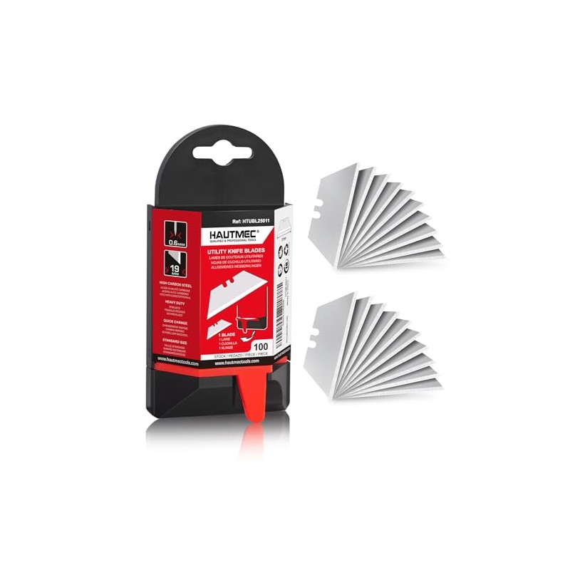 HAUTMEC 100 Pack Utility Knife Blades, Standard Box Cutter Blades
