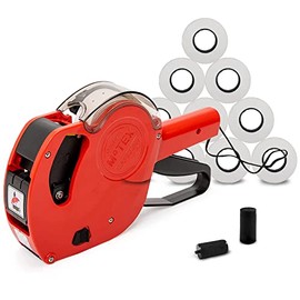 Motex MX-5500 - Kit de pistola de precio de 8 dígitos de 1 línea, incluye 10,000 etiquetas blancas en blanco y 1 tinta precargada con 1 repuesto de ti