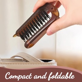 ZKGYUS Sleek Bun Bürste, Faltbare Wildschweinborsten Bürste, Tragbare Reise Wildschweinborsten Bürste, Haarbürsten mit Wildschweinborsten Sleek Bun Bürste, für Haar und Bart Styling