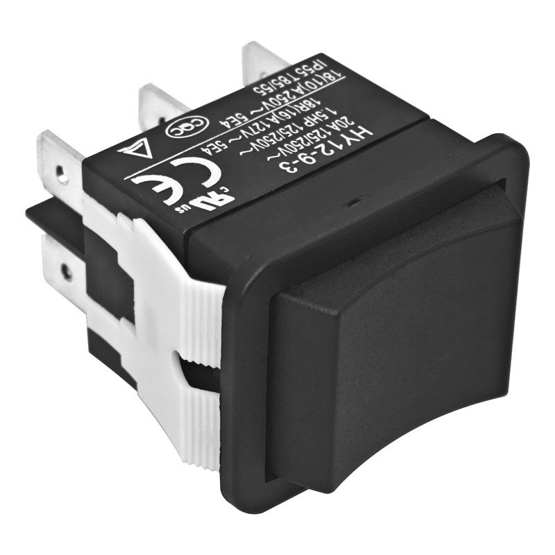 HY12-9-3 On/Off/On Rocker Switch, 6 Pins 125/250V 20A Pushbutton Switch,