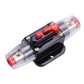 MiJunHD 40 Amp Manual Reset Circuit Breaker,12V-24V DC Inline Fuse Holder Interrupter Switch for Car Boat Audio Solar Inverter System Overload Protection (1 Piece)