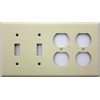 Ivory Wrinkle 4 Gang Wall Plate - 2 Toggle Switches