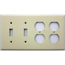Ivory Wrinkle 4 Gang Wall Plate - 2 Toggle Switches 2 Duplex Outlets