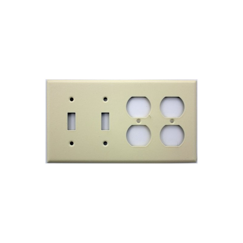 Ivory Wrinkle 4 Gang Wall Plate - 2 Toggle Switches
