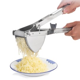 Stainless Steel Potato Press with Comfort Handle, Large Hole Potato Masher, Spaetzle Press, Easy to Use Kitchen Accessory Gadget, Spaghetti Ice Cream Press for Mashed Potatoes, Fruit Juices, Vegetable