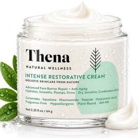Crema facial orgánica de barrera cutánea para piel seca y sensible con ceramidas, niacinamida, ácido hialurónico, escualano y péptidos antienvejecimie