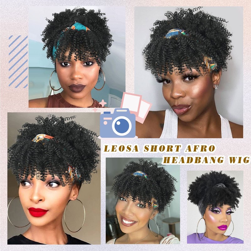 LEOSA - Peluca de pelo rizado para mujeres negras 2