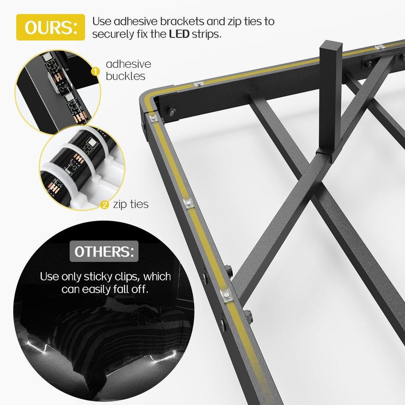 Liians Queen Size Floating Bed Frame with USB Charging Station