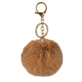 Xsclpomddy Pom Pom Keychain Artificial Soft Rabbit Hair Bag Pendant Ball Keyring for Handbag Car Pendant Decoration, dunkelbraun