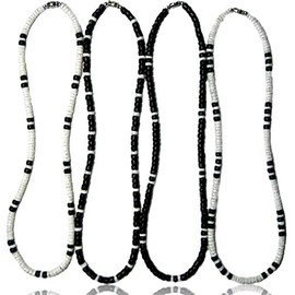 Native Treasure 16" (4 Pack) Mens and Womens Puka Shell and Coco Bead Surfer Necklaces from the Philippines- 5mm (3/16")