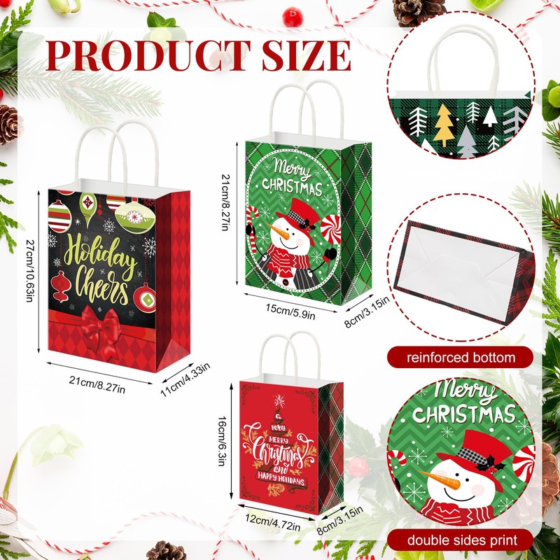 Cholemy 40 Pack Christmas Gift Bags with Tissue Paper Bulk